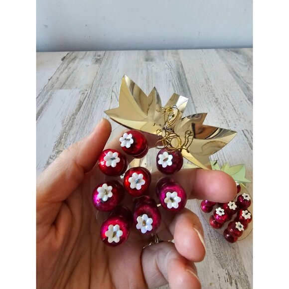 Vintage resl lenz Mercury glass strawberry ornament RARE West Germany set unique - Picture 10 of 10